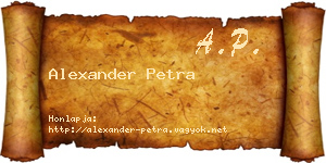 Alexander Petra névjegykártya